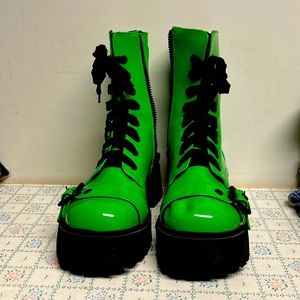 Dolls Kill green combat boots 7